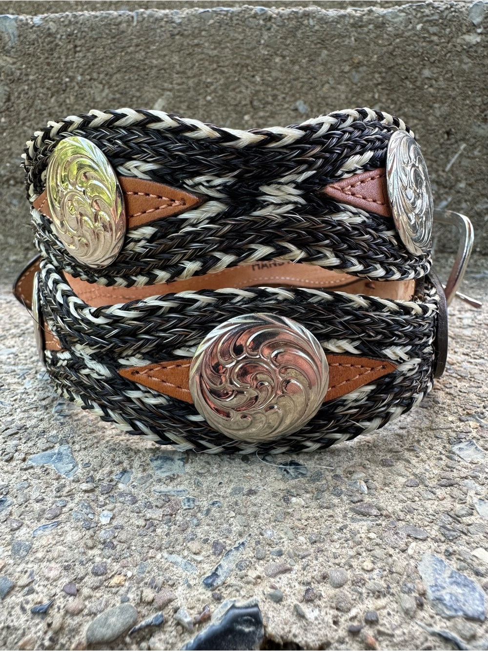Vintage Circle Y Horsehair Concho Belt Size 38 Handmade Western USA Texas - Picture 12 of 12